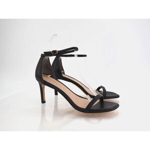 Stuart Weitzman Nunaked Ankle Strap Sandals Black Leather Size 5.5 Evening